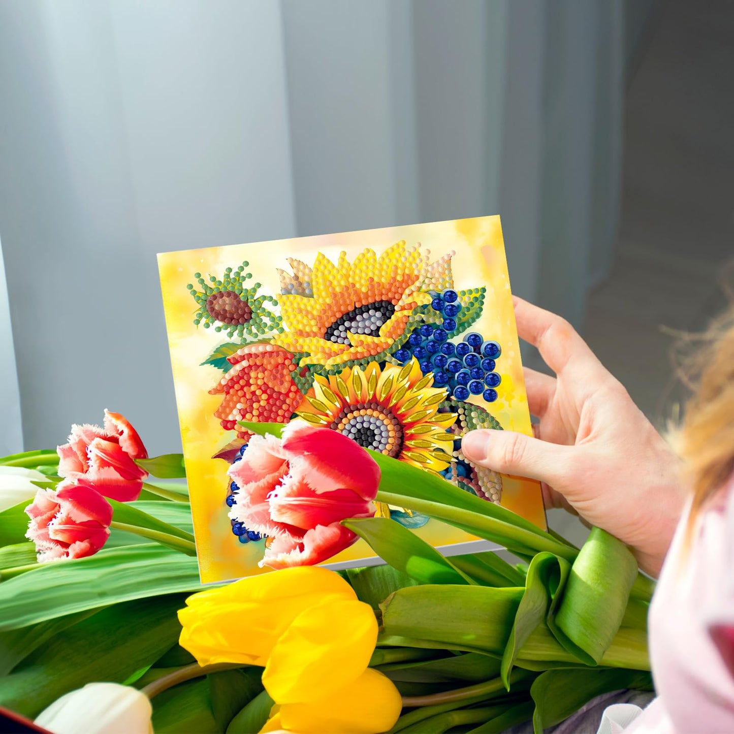 ycyingcheng Diamond Painting Greeting Cards, 5D Rhinestone Art Greeting Card for Holidays Festival Craft Gift Your Girlfriend Birthday Card Christmas Cards (DP054)