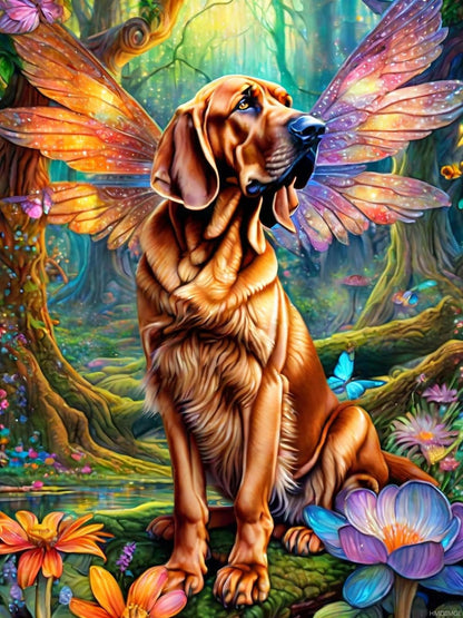 HMDIIMGE Diamond Painting Kits for Adult, DIY 5D Forest Animals Diamond Art Kits, Butterfly Full Drill Round Crystal Bloodhound Diamond Dots Art Crafts for Home Wall Decor 12x16 inch