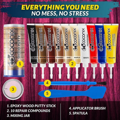 Coconix Floor & Furniture Repair Kit | Fix Scratches, Scuffs, and Dents on Hardwood Floors, Furniture, and Laminate Surfaces | Easy Application with Kneadable Putty