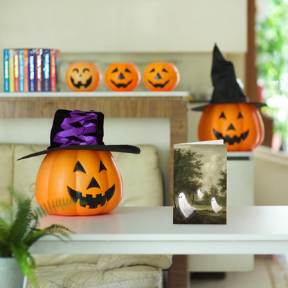 Whaline 36 Pack Halloween Cards Cute Ghost in Nature Greeting Cards with Envelopes Stickers Glue Stick Blank Note Card for Party Invitations, 4 x 6 Inch