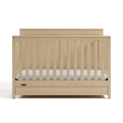 Graco Hadley 5-in-1 Convertible Crib with Drawer – GREENGUARD Gold Certified, Fits Standard Crib Mattress, Converts to Toddler Bed, Daybed and Full Bed, 4 Adjustable Mattress Heights (Driftwood)