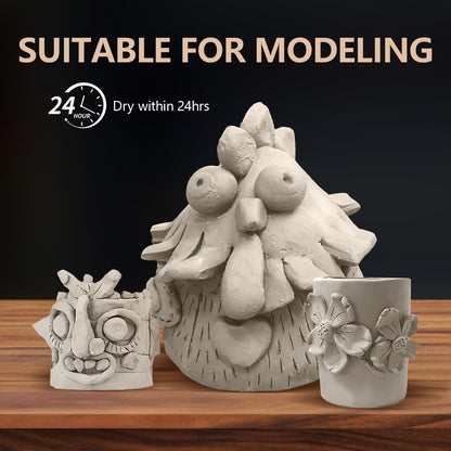 10LBs Natural Air Dry Clay Bulk, VIBRATITE All-Purpose Modeling Sculpting Pottery Clay with 40Pcs Pottery Tools Kit for Beginners and Professional (White)