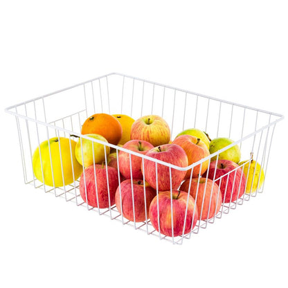 Y.Z.Bros 16" L x 12" W Wider Freezer Storage Organizer Baskets Container, Deep Metal Wire Chest Upright Refrigerator Divider with Built-in Handles for Cabinet, Pantry, Closet, Kitchen
