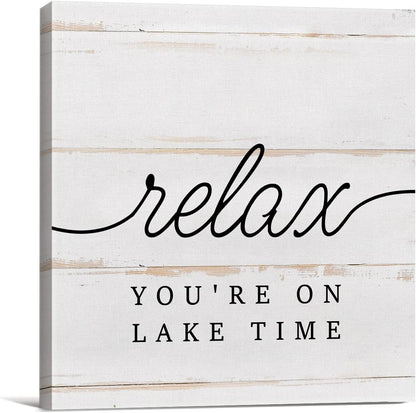 Country Lake Canvas Prints - Wall Art Decor with Relax Quote, Framed Artwork for Summer Rustic Home Decoration