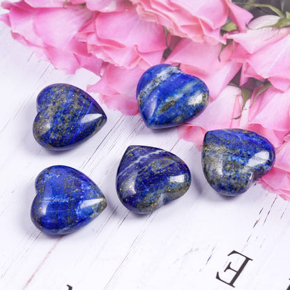 Marrywindix 10 Packs 1 Inch Healing Crystal Natural Lapis Lazuli Heart Love Carved Palm Worry Stone Chakra Reiki Balancing