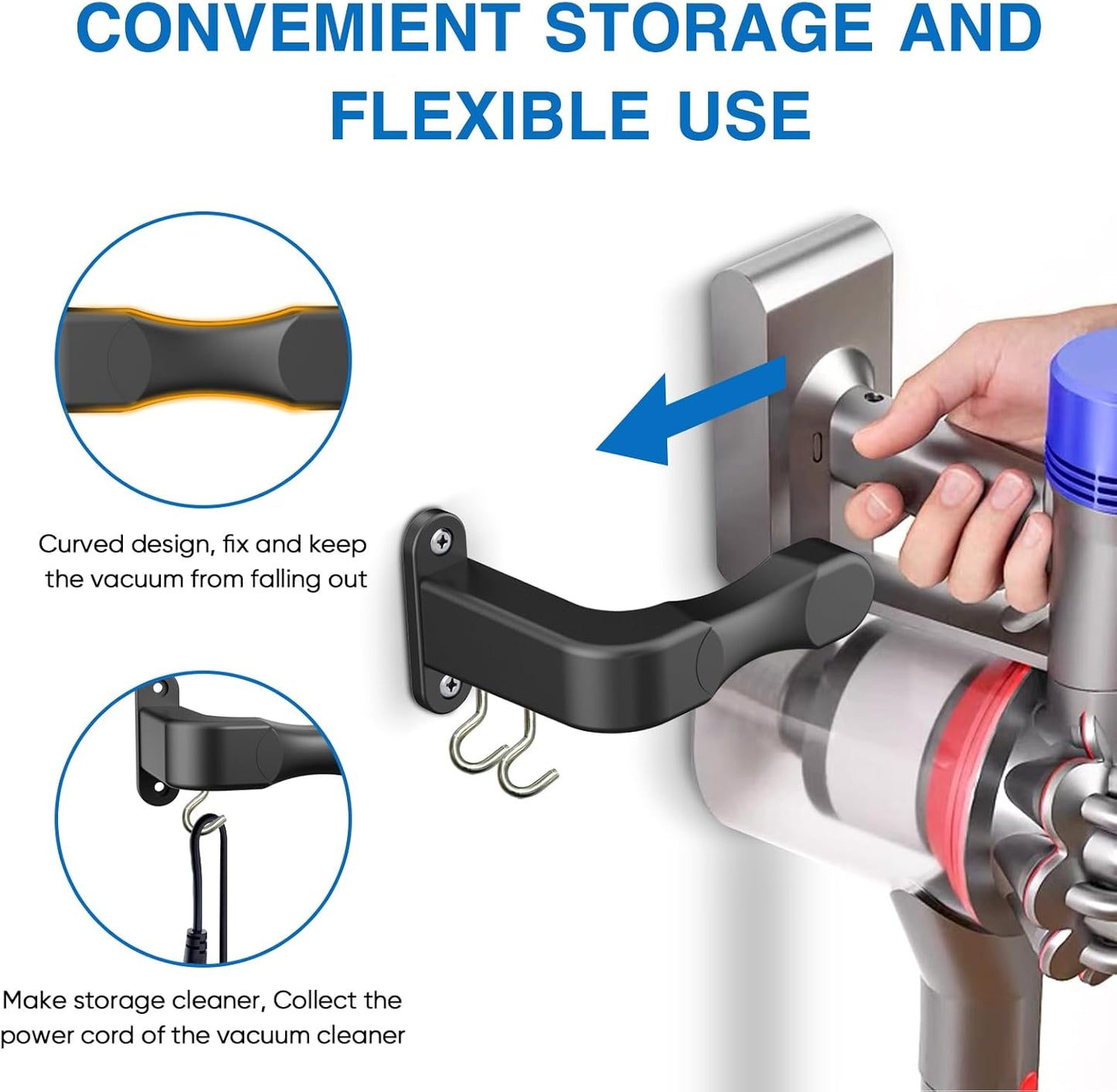 Wall Mount Holder for Shark IX141 IZ562H IZ682H IZ361H IZ462H Pet Cordless Stick Vacuum, Compatible with Dyson V10 V11
