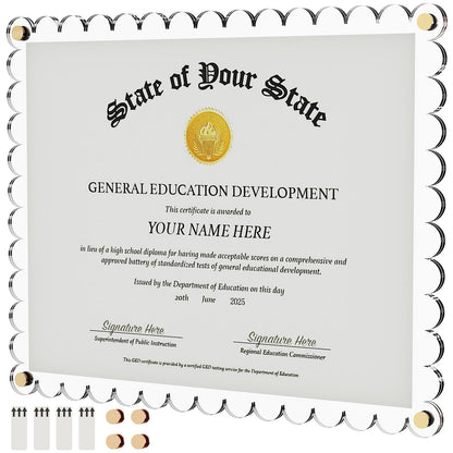 Laumffon Certificate Frame, 8.5x11 Wall Mount Picture Diploma Document Degree Frame, No Drill Clear Acrylic Photo Frame with Adhesive Tape and Golden Screws for Certificate, Pressed Flowers, Money, Diploma, 1Pcs
