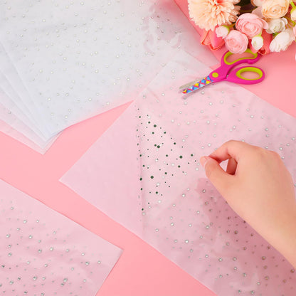 20 Sheets Iron-on Rhinestone Sheets Transfers for Clothing, Glitter Crystal Hotfix Transfers Decals, Hot Melt Sparkle Flat Round Rhinestone Patches for Clothing Craft DIY Decor