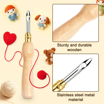 AUGSUN 39Pcs Punch Needle Kit, Punch Needle Tool Adjustable Punch Needle Embroidery Kits Wooden Handle Embroidery Pen for Embroidery Floss Cross Stitching Beginner