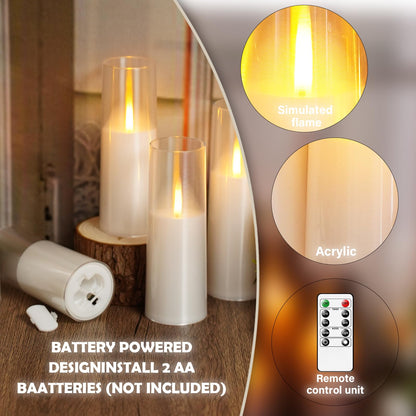 kakoya Flameless LED Candles Upgraded Realistic Flickering Flame,7Pcs Battery Operated Candles with Remote Timers,LED Pillar Candles for Home Decor,Christmas,and Parties（White）