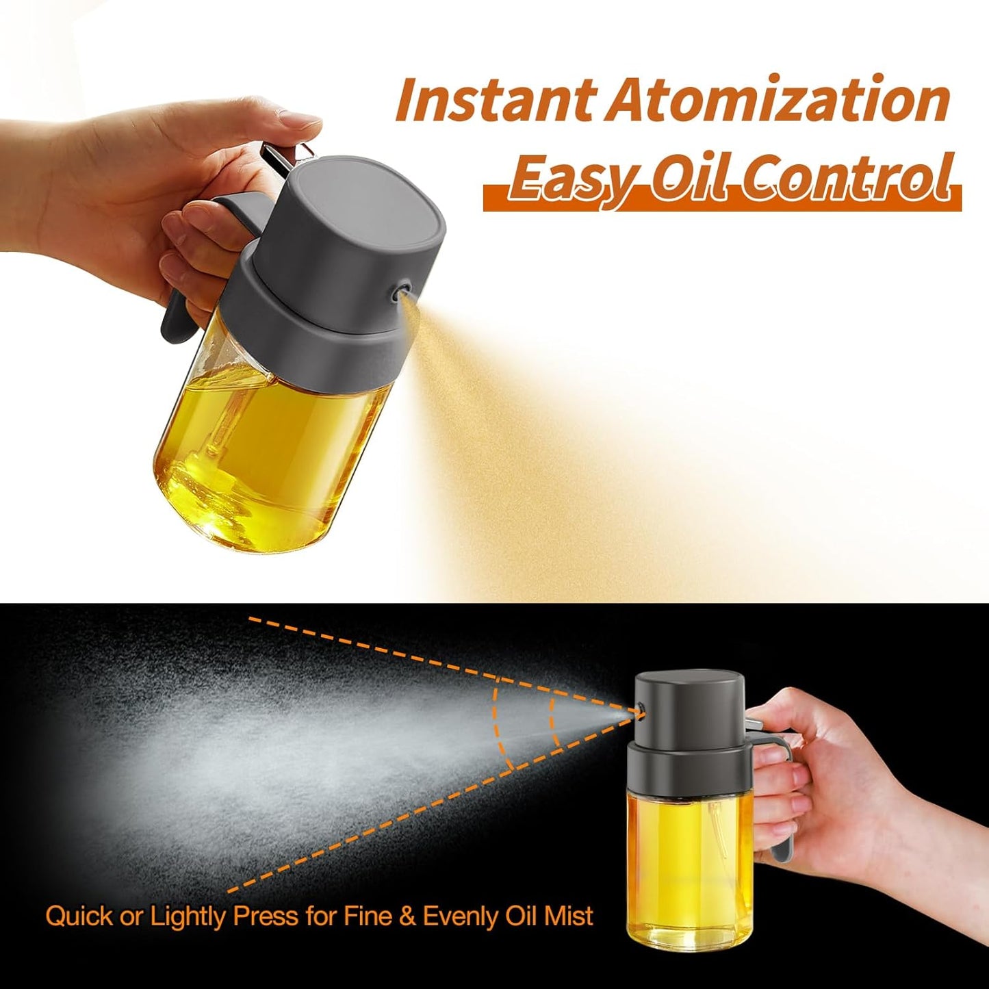 YARRAMATE Mini Oil Sprayer - 6.8 OZ Food-Grade Olive Oil Spray Bottle for Cooking | Portable Kitchen Mister (Gray)