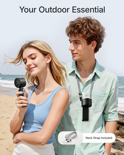 Skiennix Portable Handheld Turbo Fan - 5-Speed Rechargeable Mini Personal Fan | 4000mAh Battery, Ideal for Travel & Beach Use (Black)
