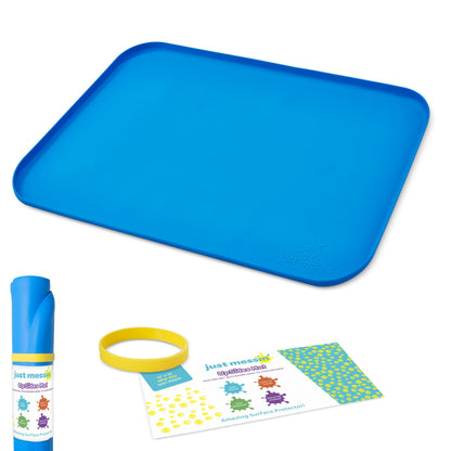 Just Messin' Silicone Art Mat Bundle – 12”x18” Mat with High .6" Edge, Blue & Green, Non-Slip, Heat Resistant for Crafts, Resin,Paint & Jewelry-Making