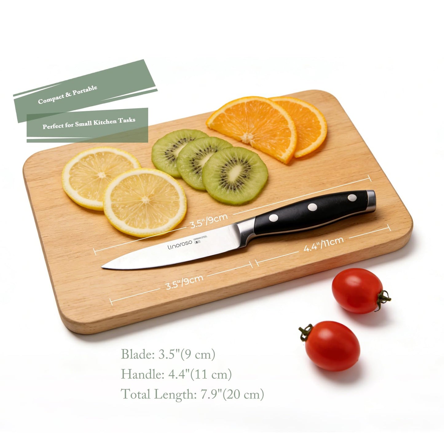 linoroso 3.5 Inch Paring Knife, Sharp Forged German Stainless Steel Kitchen Knife, Full Tang Small Fruit Knife with Ergonomic Handle, Premium Classic Series with Elegant Gift Box