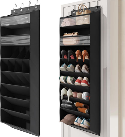 16-20 Closet Mefirt Pairs Over the Door Shoe Organizer, Clear Pockets Shoe Rack for Door, Hanging Shoe Rack for Boots
