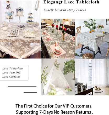 ShinyBeauty Rectangular Lace Tablecloth 60x120-Inch 2 Pack Floral Vintage Table Cover for Rustic Party
