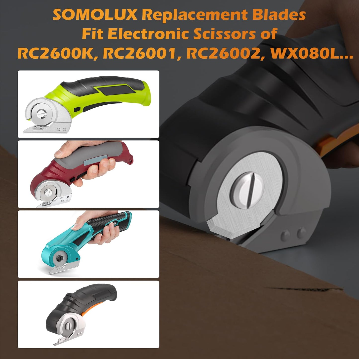 SOMOLUX WA2300 Blades Compatible with Worx ZipSnip Cordless Scissors Replacement Blades, Fits RC2600K, RC2601, RC2602, WX080L, WX081, WX082L, WX081L, WX745L.9 (3-Pack)