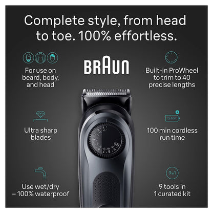 Braun All-in-One Men's Shaving Kit Series 5 5490, 9-in-1 Beard, Face, Nose, Ear Trimmer, Hair Clippers, Body Groomer and Manscaping