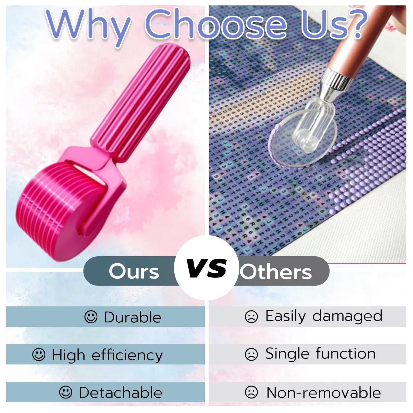 Upgraded Diamond Painting Roller Tool & Straightener, Detachable Diamond Art Roller for Smooth Pressing, 5D Gem Art Accessories and Crafting Supplies for Canvas Flattening, Dazzling