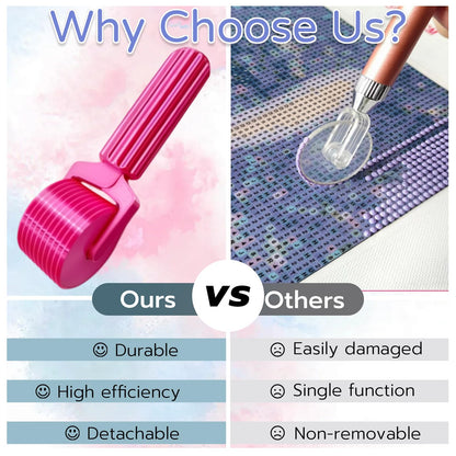 Upgraded Diamond Painting Roller Tool & Straightener, Detachable Diamond Art Roller for Smooth Pressing, 5D Gem Art Accessories and Crafting Supplies for Canvas Flattening, Dazzling