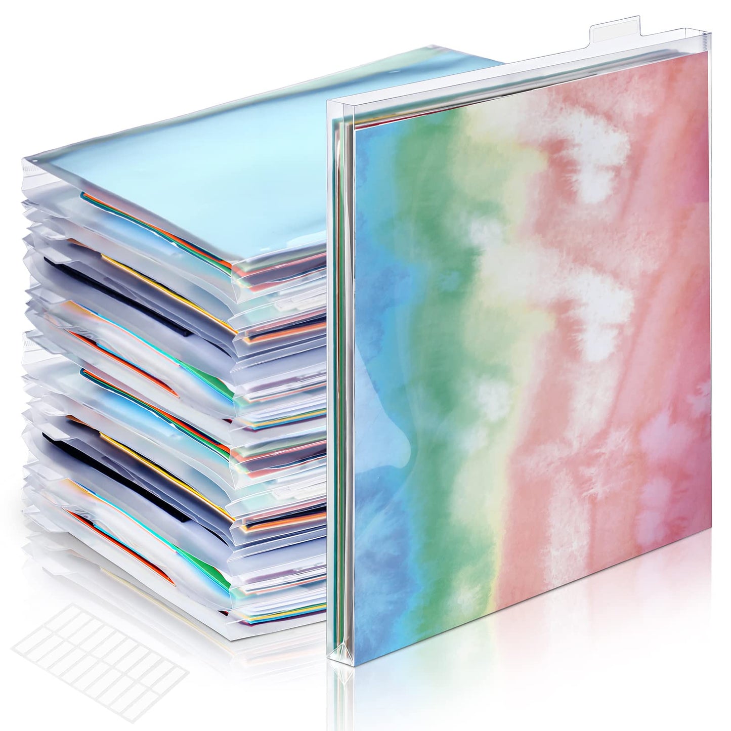 40 Set 12 x 12 Scrapbook Paper Storage Organizer Clear Top Loading Files Plastic Holder with Customizable Tabs for Holding Vinyl Paper Scrapbook Photos
