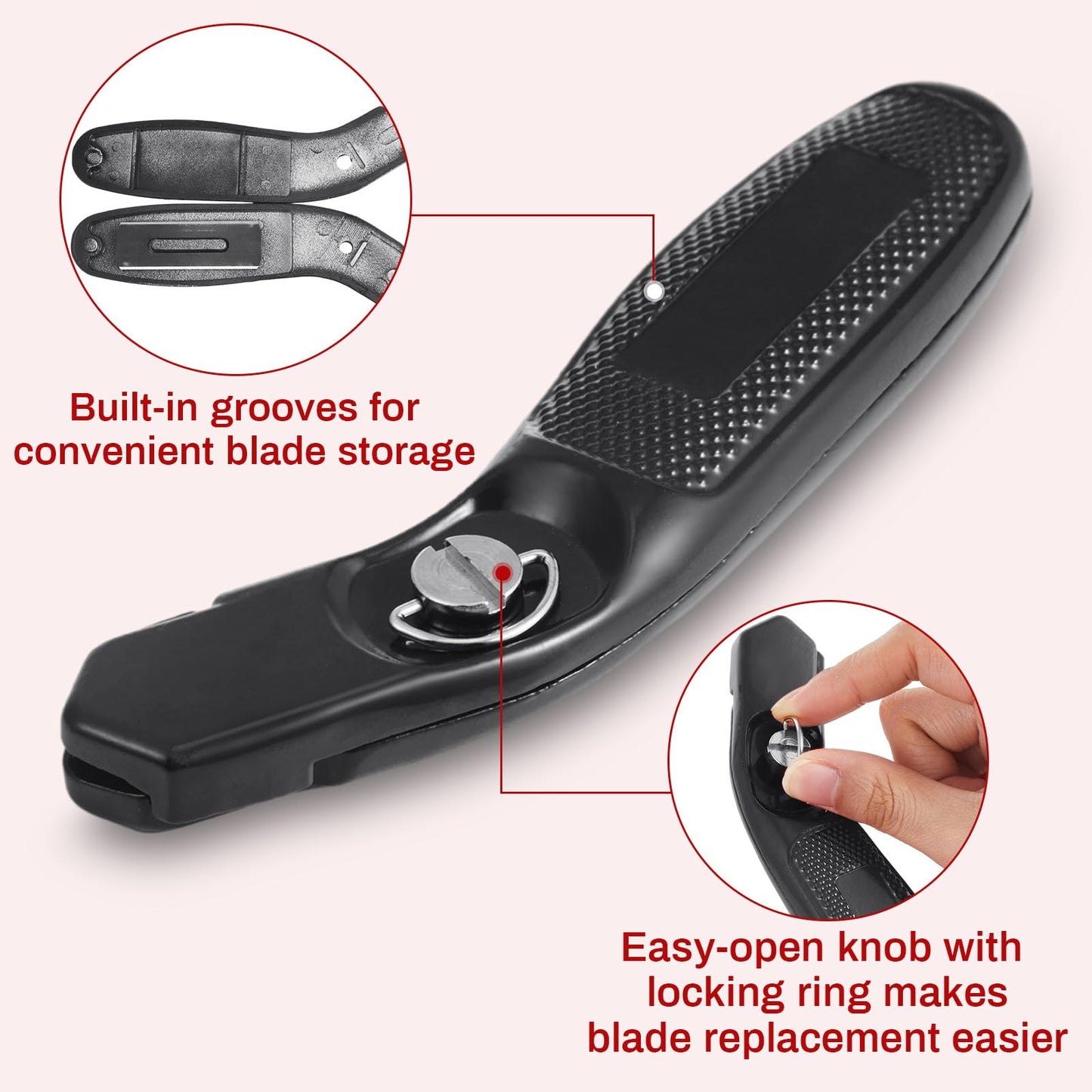 Lasnten 2 Pieces 6 Blades Utility Carpet Knife Cutting Heavy Duty Carpet Knife Cutter Tools with Blades Razor Blade Knives with Protective Cap for Box Cutter Roofing Purpose, Aluminum (Black)