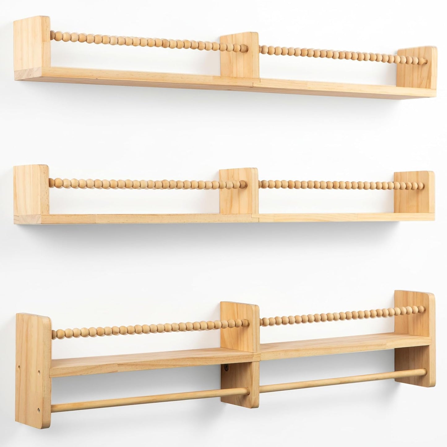 Stelzriede Set 3 31.5" 3.9" 3.7 Floating Book Shelves for Nursery Nursery Shelves for Wall with Hanging Rod of Wooden
