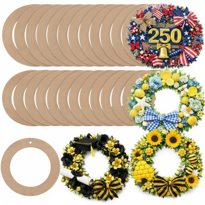 Sieral 40 Pcs Large Hanging Round Wreaths Round DIY Ornaments Wreath Form Bulk Cardboard Wreath Ring Wedding 4th of July 250th Anniversary Patriotic Wreaths for Craft DIY Holiday Decor (12 Inch)
