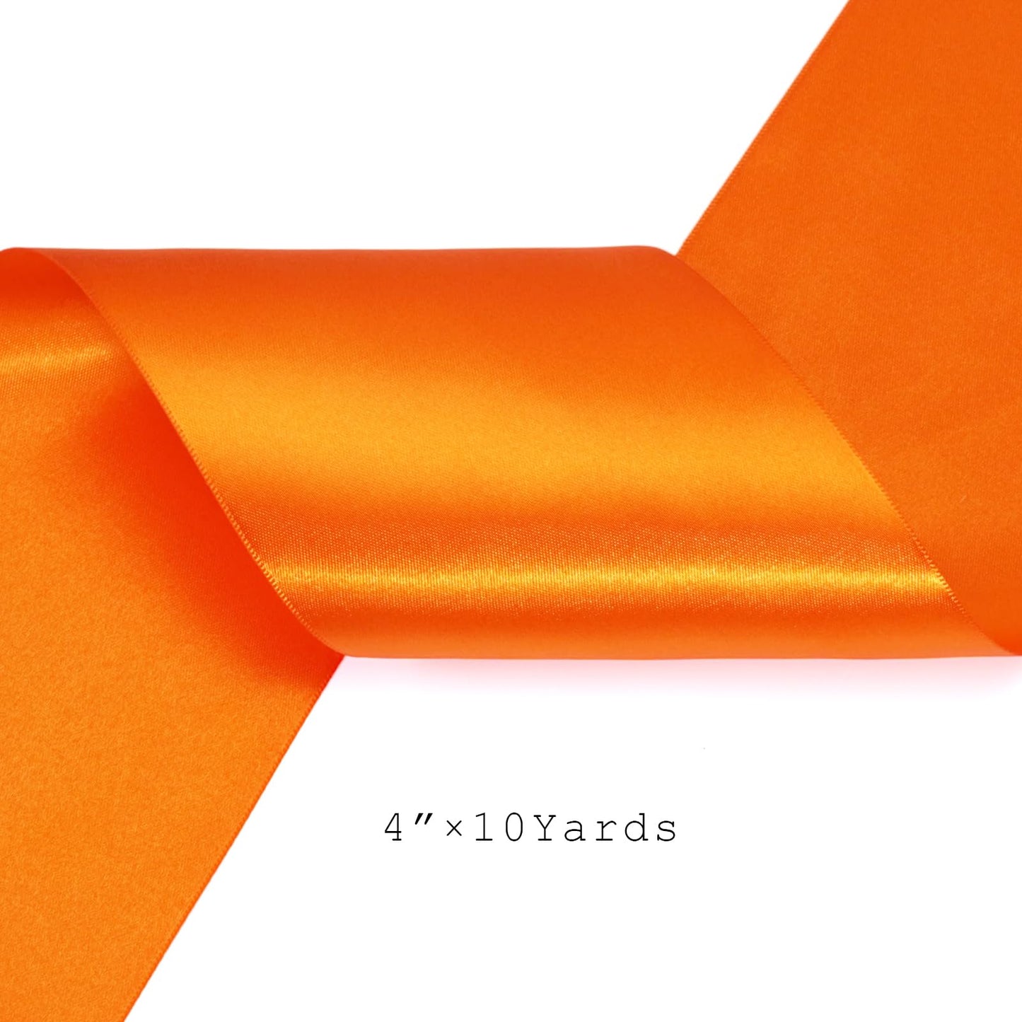 LaRibbons Orange Satin Ribbon 4 Inch x 10 Yards Continuous Orange Ribbon for Chair Sashes, Garland, Gift Wrapping, Christmas Decor, Craft Project