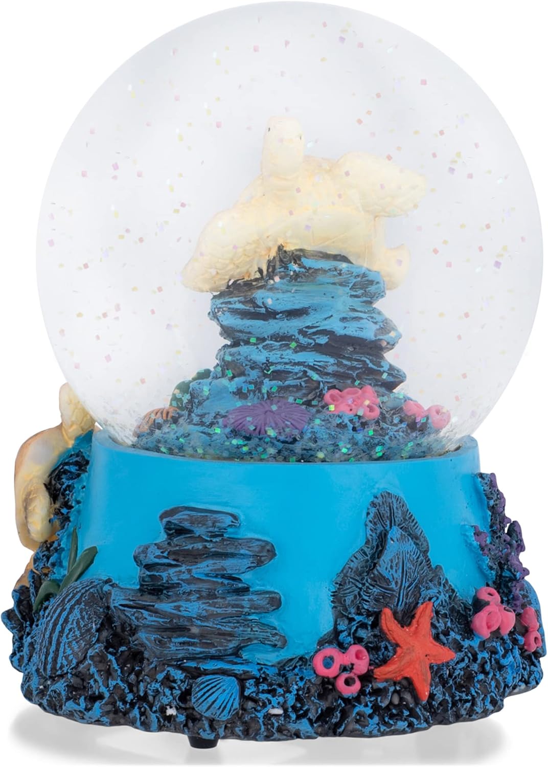 Elanze Designs Coral Reef Sea Turtles 100MM Wind Up Musical Glitter Water Snow Globe Decoration