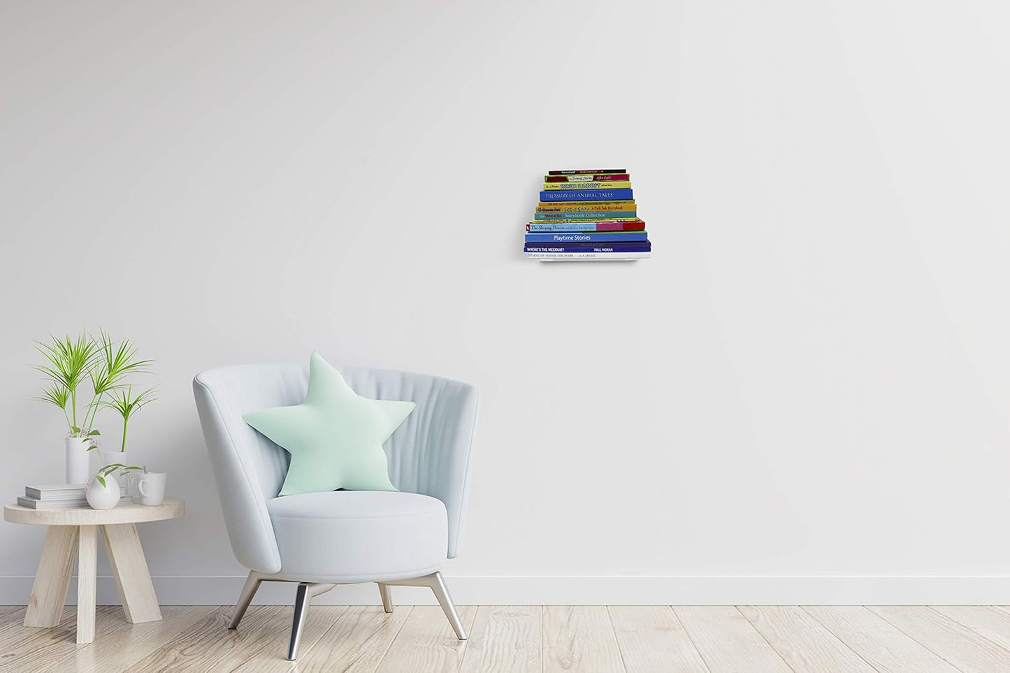 Set 4 of Invisible Floating Bookshelf, Heavy Duty Wall Mounted Book Organizer, Metal Shelves Holder for Books, Large