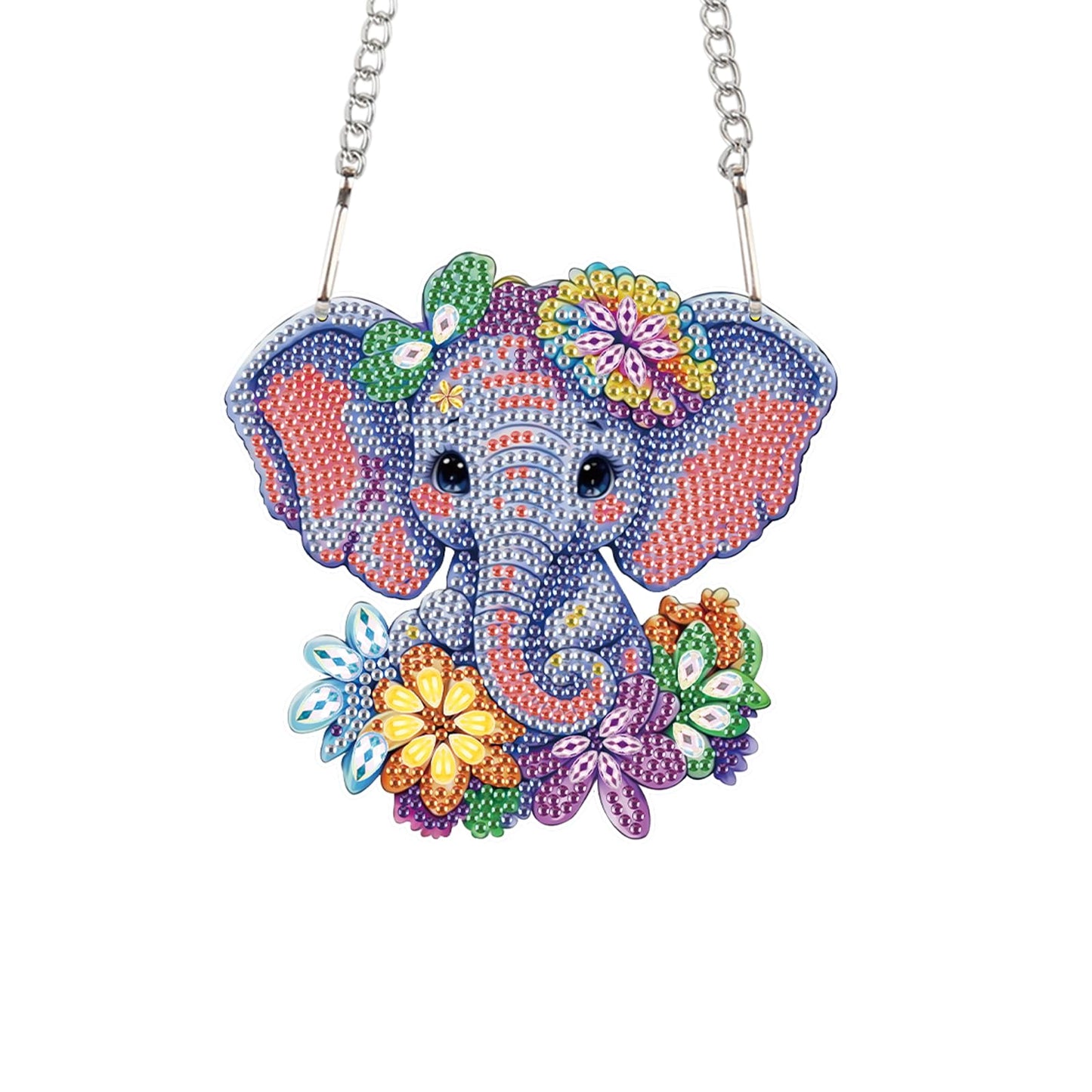 JZHYOAN Elephant Hanging Diamonds Painting Pendant Diamond Art Kits Hanging Sign Cross Stitch Ornament Wall Hanging Gem Art Window Pendants Home Garden Wall Hanging Kits Acrylic Ornaments Craft