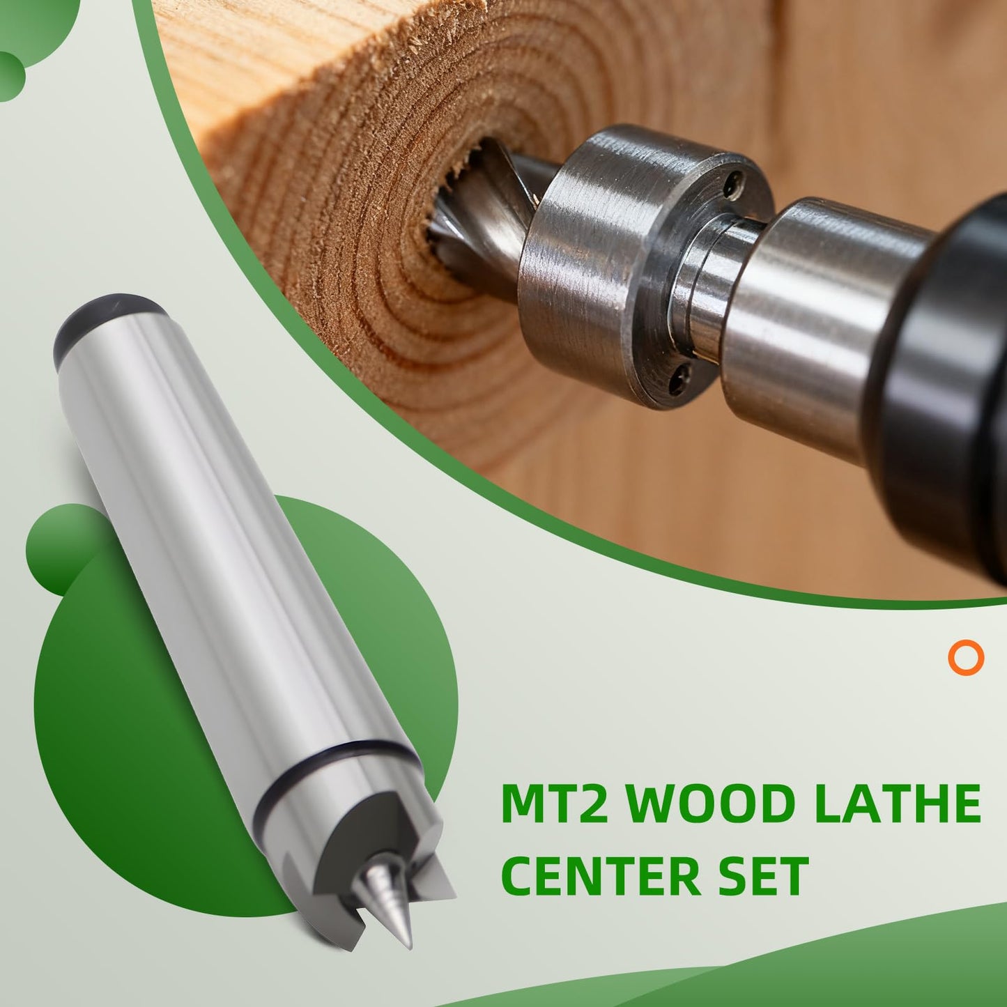 Yunnergo 4Pcs MT2 Wood Lathe Live Center Drive Spur Cup Set with Wooden Box for Wood and Metalworking Lathe
