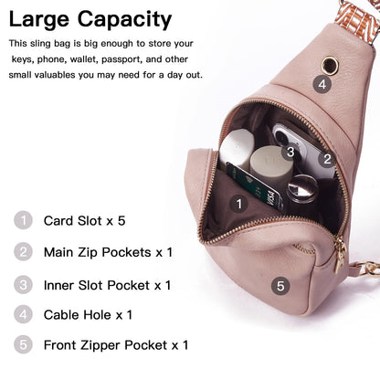 Telena Small Sling Bag for Women Leather Crossbody Fanny Packs Chest Bag for Women