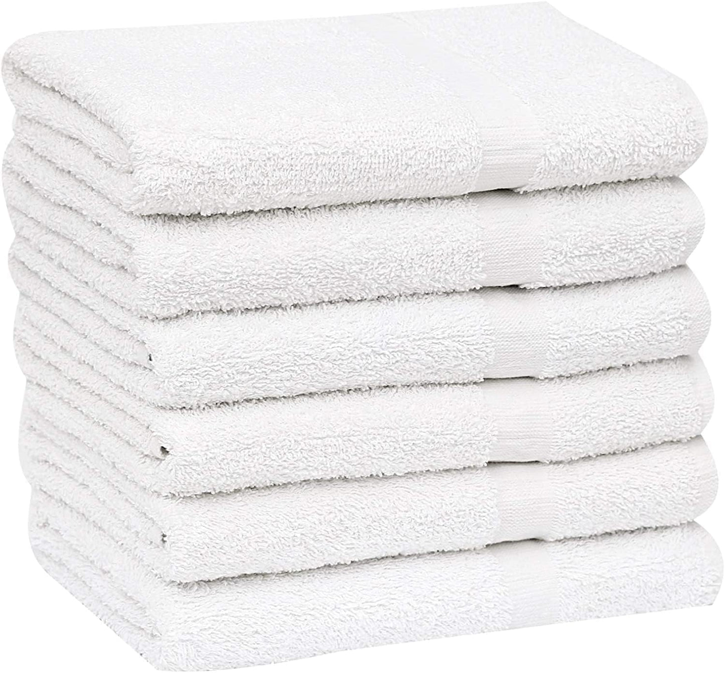 12 (20x40 Inches) GOLD TEXTILES Pcs New White Cotton Blend Terry Bath Towels Salon/Gym Towels Light Weight Fast Drying