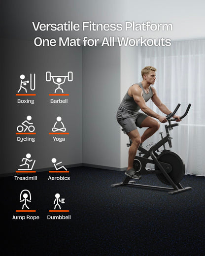 Vivaluz 0.56 Inch Thick 96 Sq Ft Gym Flooring for Home Gym, 24 Tiles Robust Rubber Top with Eva Foam Exercise Equipment Mats, Protective Flooring Puzzle Mat for Fitness Room