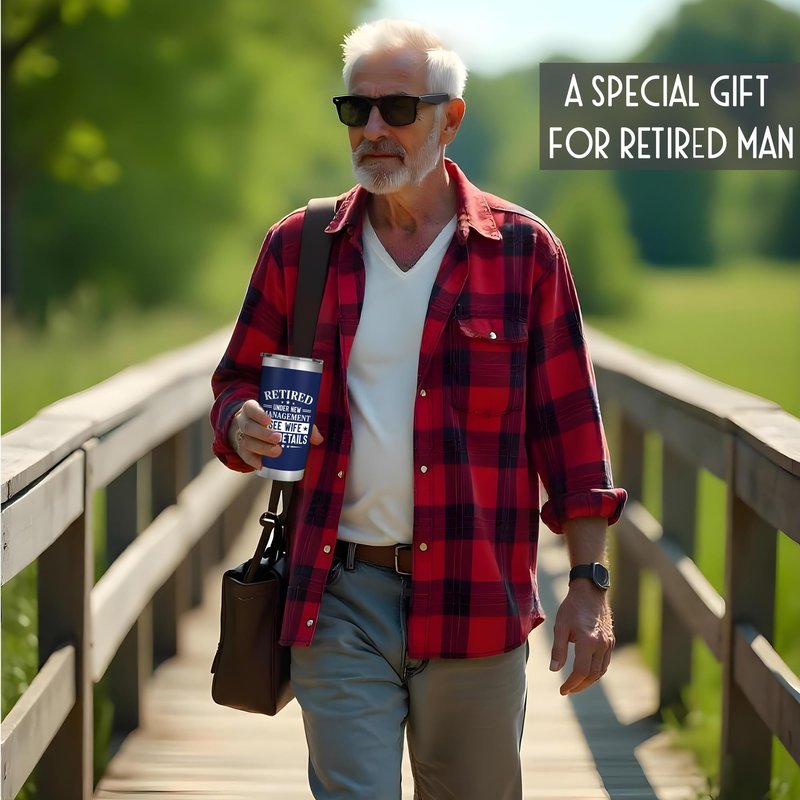 FUNITZ Retirement Gifts for Men 2026 - Retired Under New Management - Retirement Tumbler for Men Husband, Boyfriend, Father, Boss - Cool Gifts 20oz Navy Tumbler Birthday, Anniversary, Christmas