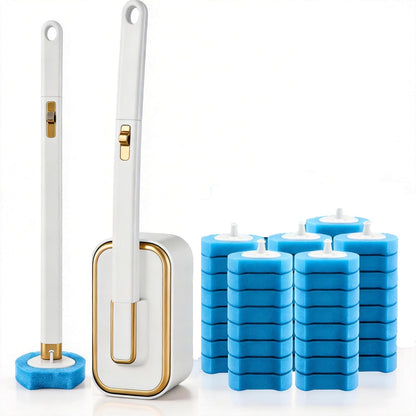 KIRIKIT 48 (1 Wand+48 Disposable Toilet Brush with Refill Heads and Holder Includes Storage Caddy&Toilet Bowl Wand
