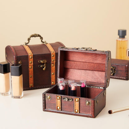 Juvale Treasure Chest Storage Boxes - Dark Brown Wood, Antique Style, Set of 3 - Pirate Chest Decor & Treasure Box for Classroom, Party Decorations & Kids Toy Organization
