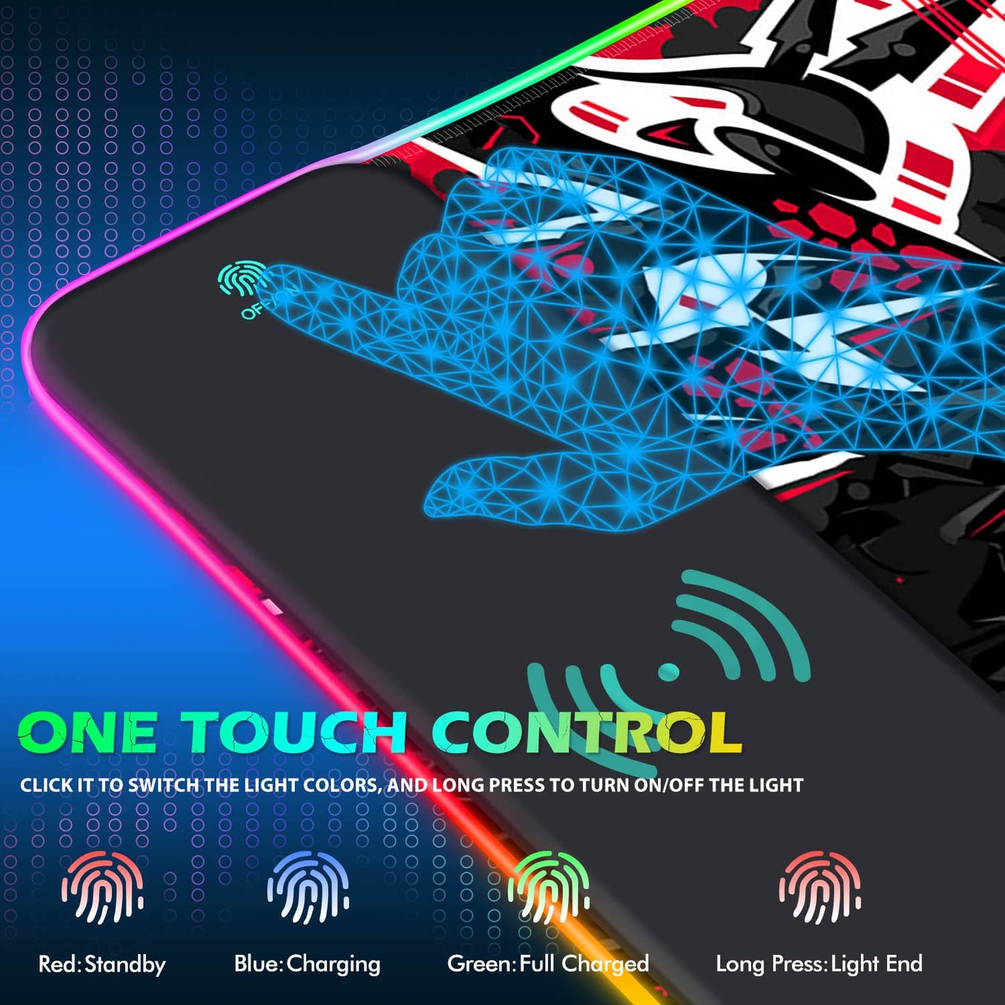 ToLuLu RGB Gaming Wireless Charging Mouse Pad, 5/7.5/10/15W 10 Light Modes LED Mouse Pad Computer Keyboard Mat Mousepad, 800x300x4MM Extended Large Desk Mat for Gaming, MacBook, Laptop, PC, Galaxy