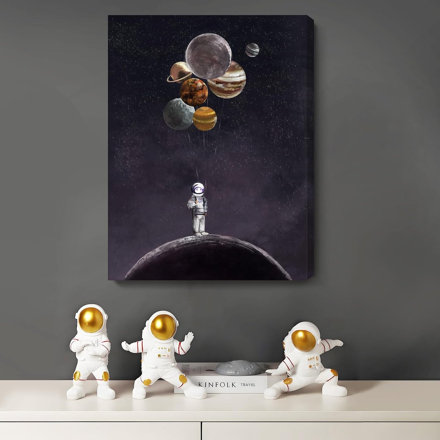 ARTZON Inspirational Wall Art Canvas Print, Astronaut Holding Planet Framed Artwork for Bedroom & Office, 12x16inch