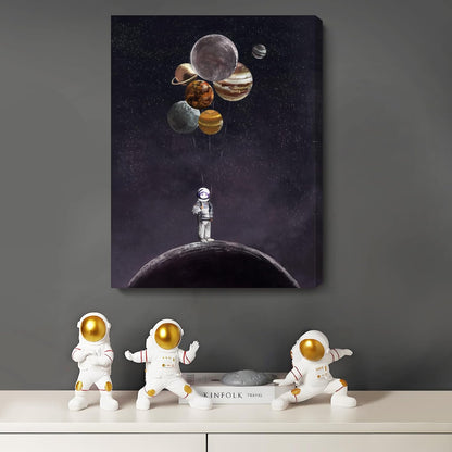 ARTZON Inspirational Wall Art Canvas Print, Astronaut Holding Planet Framed Artwork for Bedroom & Office, 12x16inch