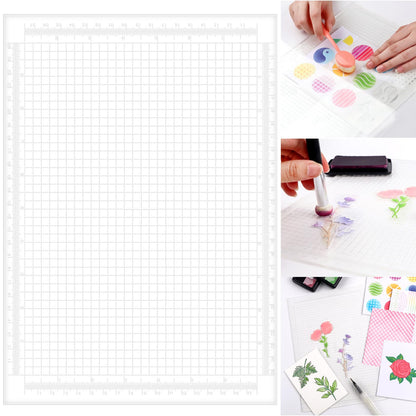 A4 Clear Photopolymer Sticky Mat for Stencil Stamp, Reusable Anti-Slip Grip Mat, Multi-Use Non-Slip Clear Photopolymer Craft Low Tacky Mat for Card Making Hold Your Cardstock in Place When Stamping