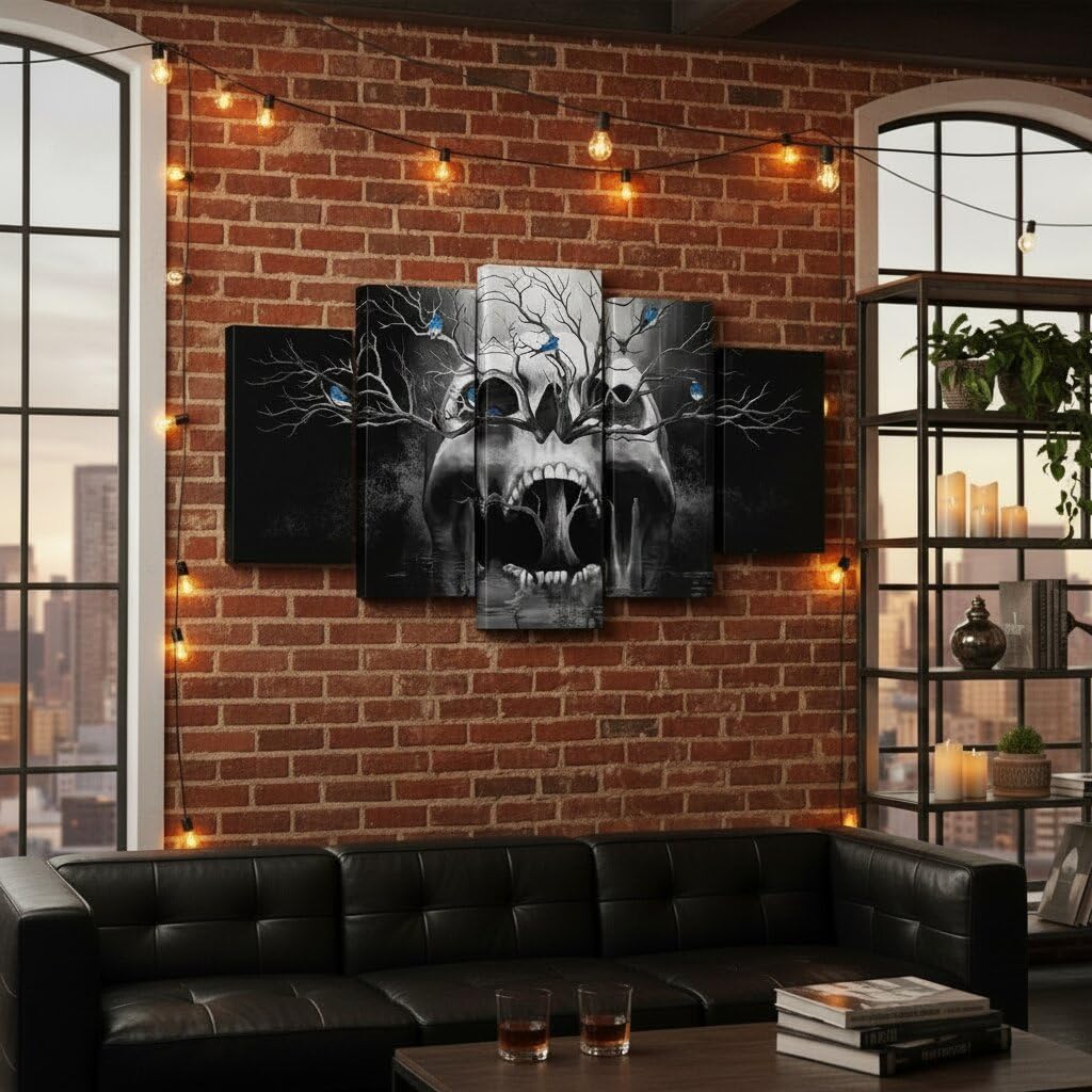 Artmyharbor Large Gothic Wall Art Skeleton Decor Skull Picture