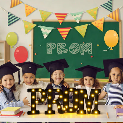 Prom Decorations 2026, 4 Pcs LED 3D Extra Large Light Up Letter Signs, Marquee Light Letters for 2026 Graduation & Prom Party Supplies(Black)