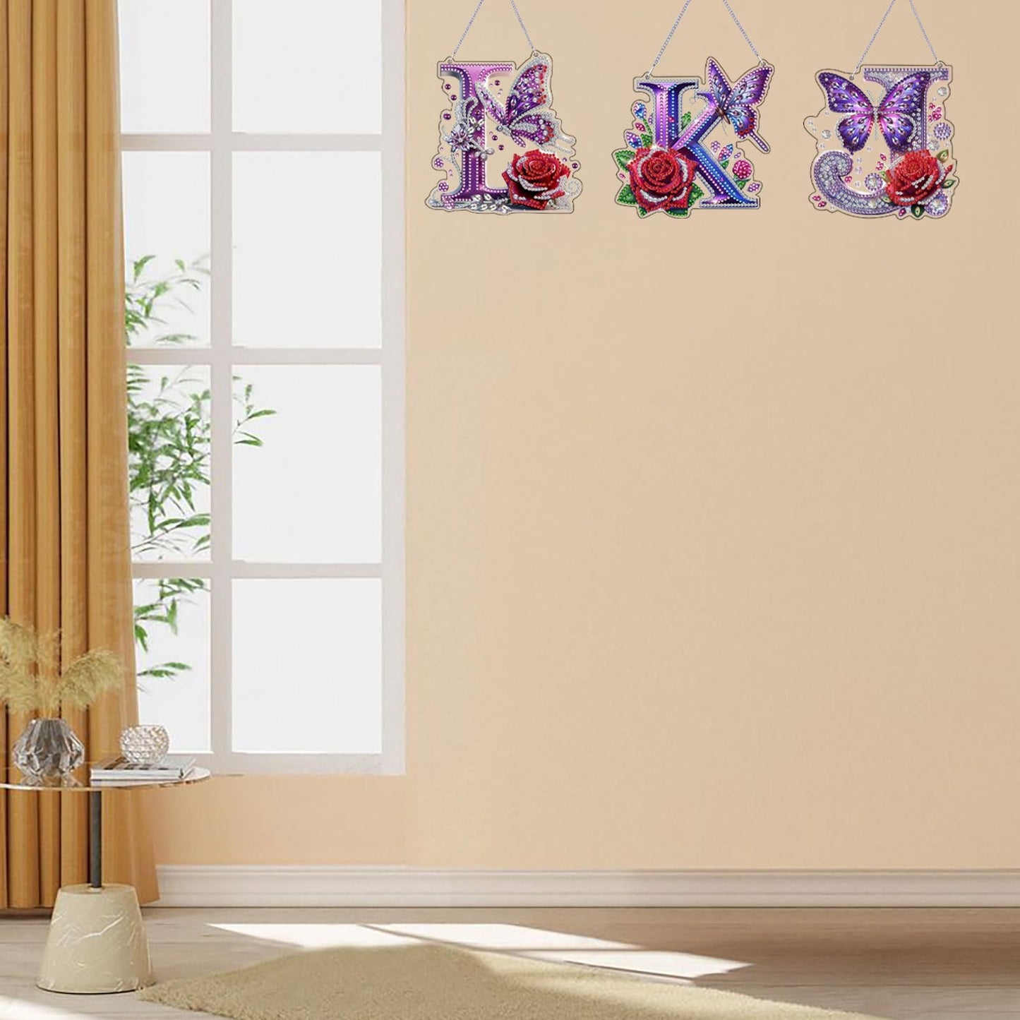 DIY Hanging Diamond Art Kit for Adult – Gem Art Window & Wall Pendant, Acrylic Letter Diamond Painting Ornament for Home & Garden Decoration (M)