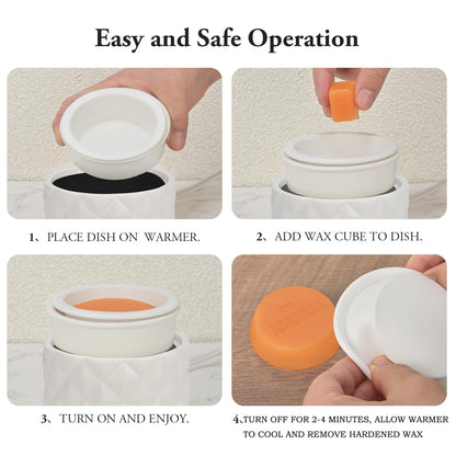 ASAWASA Ceramic Candle Warmer for Large Jars, Wax Melt Warmer with 1 PC Silicone Liner,4-in-1 Electric Warmer for Jar Candle Wax Cube Essential Oil Coffee Tea Mug, Ideal Gift for Home Office