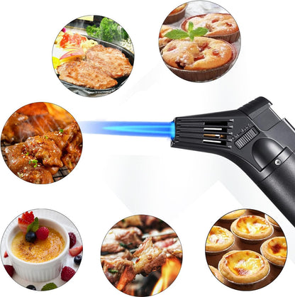 Butane Torch Lighter, Refillable Kitchen Culinary Cooking Blow Torch with Adjustable Flame for Desserts