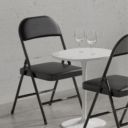 Nazhura 4 Pack Folding Chairs with Padded Vinyl Cushion Chairs with Comfortable Cushion and Durable Steel Frame for Home and Office, for Indoor and Outdoor Events (Black Vinyl Padding 20 Pack)