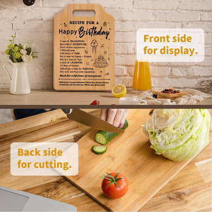 Birthday Gifts for Women: Unique Recipe for A Happy Birthday Cutting Board for Her Mom Sister Wife Friend